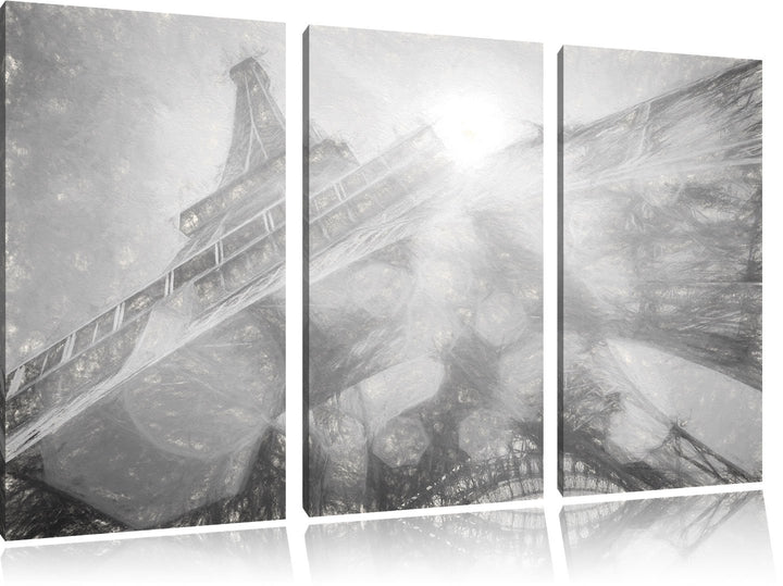 Pixxprint Eiffelturm im Sonnenschein als Leinwandbild/Grösse: 3 Teilig (120x80) cm/Wandbild/Kunstdru