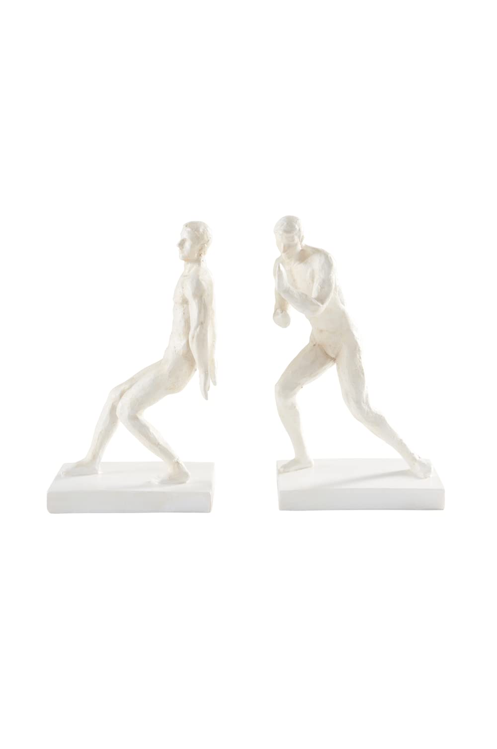 Jotex Push Bücherstütze, stilvolle und Starke dekorative Buchstütze aus Polyresin (2er Set) - Weiss,