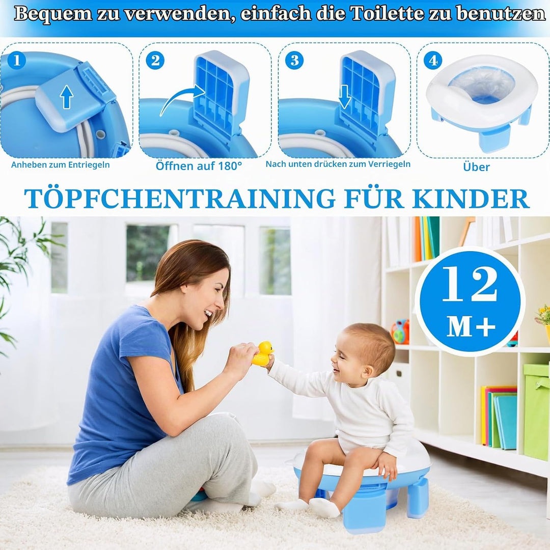 Toilettensitz Kinder,Töpfchen für Unterwegs,Reisetöpfchen mit 40 Stück Töpfchenbeutel,Töpfchen Train