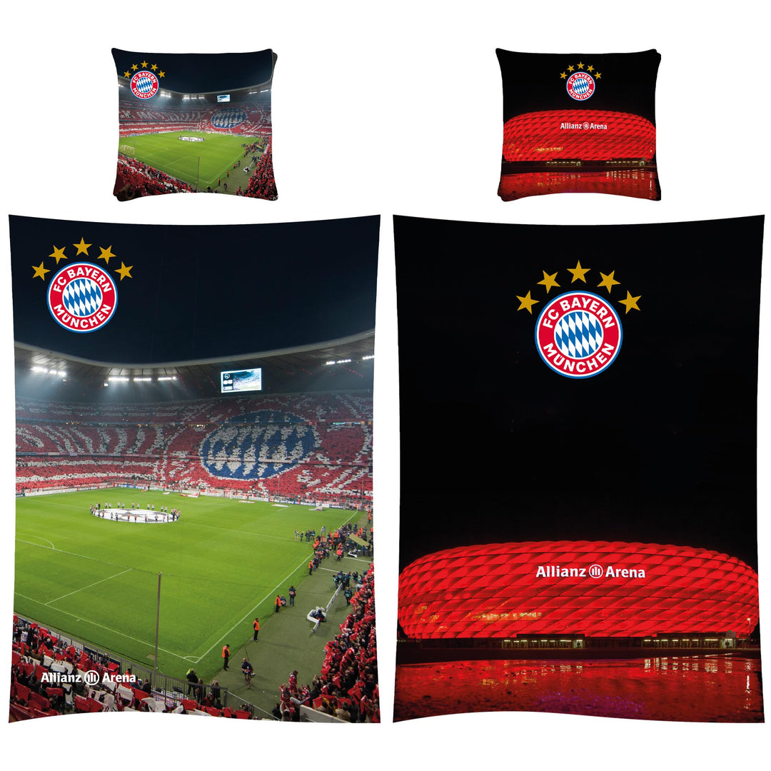 FC Bayern München Wende-Bettwäsche - REKORDMEISTER 135 x 200 + 80 x 80 cm 100% Baumwolle Biber/Flane