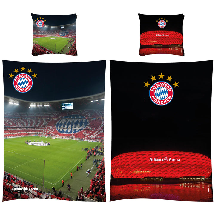 FC Bayern München Wende-Bettwäsche - REKORDMEISTER 135 x 200 + 80 x 80 cm 100% Baumwolle Biber/Flane