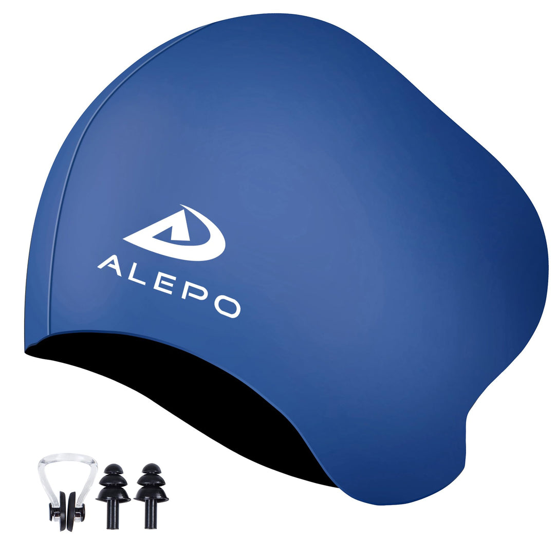 Alepo Badekappe Damen Lange Haare, Hochelastische Dicke Silikon Schwimmkappe Damen Herren Unisex Erw