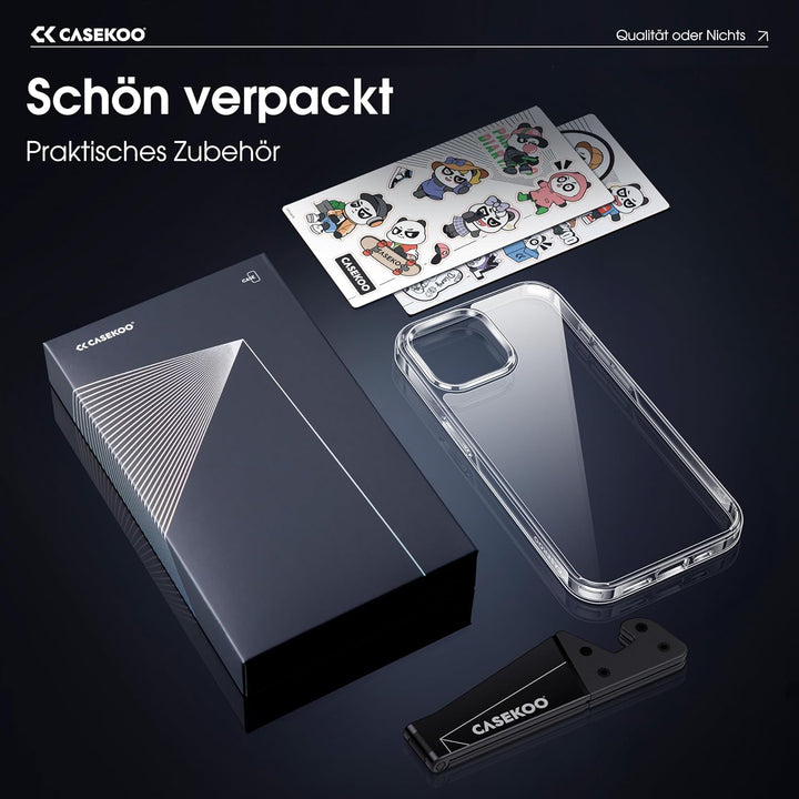 CASEKOO Crystal Clear für iPhone 15 Hülle, [Nie Vergilbung] [Unzerstörbarer Militärschutz] Stossfest