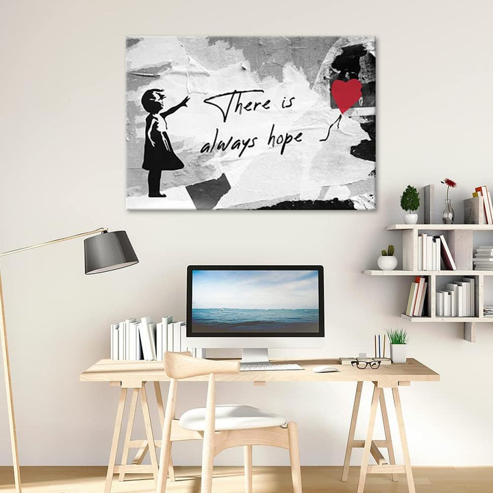Feeby Bilder 115x75 cm Banksy Mädchen Mit Ballon 1 tlg Modern Wandbilder Leinwandbilder Bild auf Lei