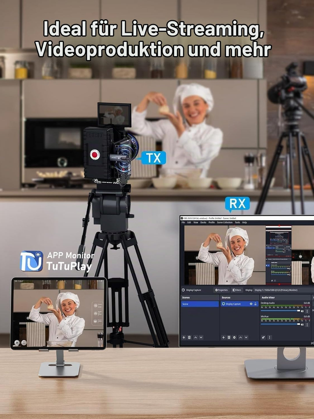 Wireless HDMI Transmitter and 3 Receivers, Lemorele 1080P HDMI Funkübertragung Supports 1 Transmitte