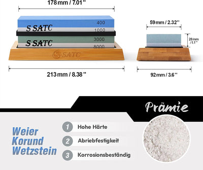S SATC Schleifstein Messer Set Körnung 400/1000/3000/8000 Wetzstein Messer Schärfen Messerschärfer m