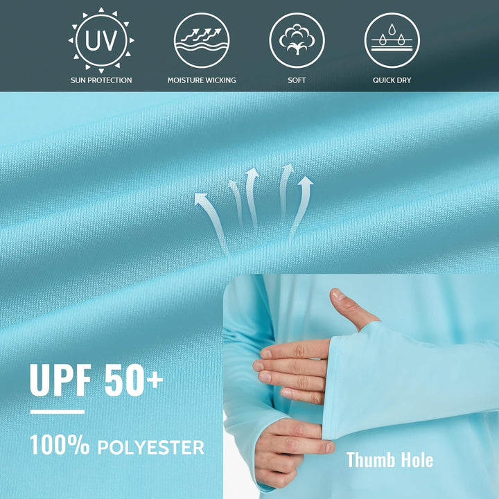 HUAKANG Herren Langarm Rashguard Kapuzenpullover UPF50+ Shirt Rashguard Angelbekleidung UV Sonnensch