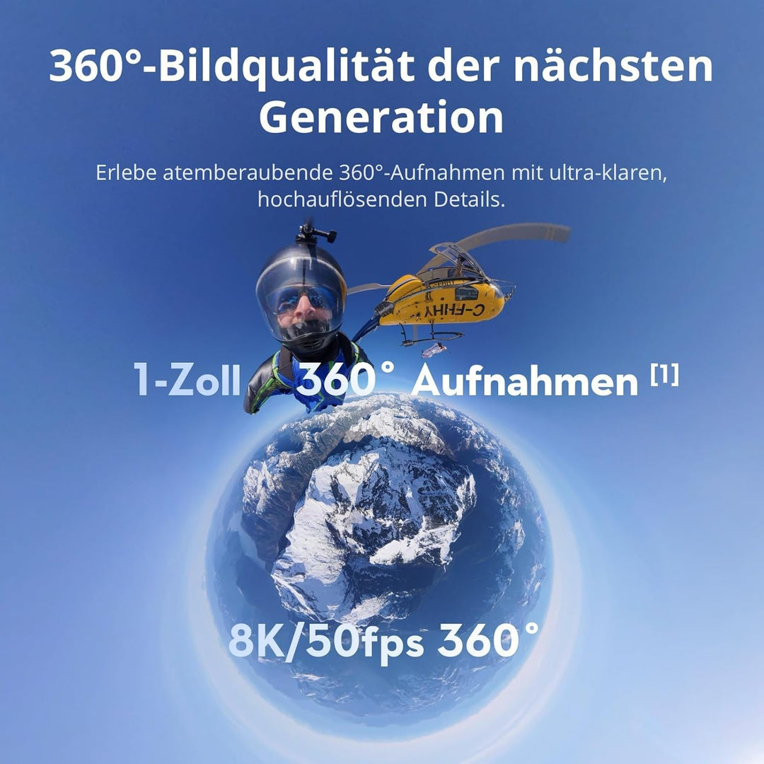 DJI Osmo 360 Adventure Combo – 360 Kamera mit 1-Zoll Sensor, 8K-360° Video, 4K/120fps & 170° Sichtfe