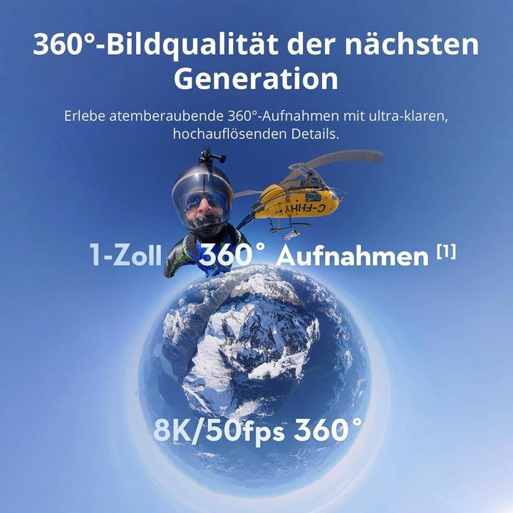 DJI Osmo 360 Adventure Combo – 360 Kamera mit 1-Zoll Sensor, 8K-360° Video, 4K/120fps & 170° Sichtfe