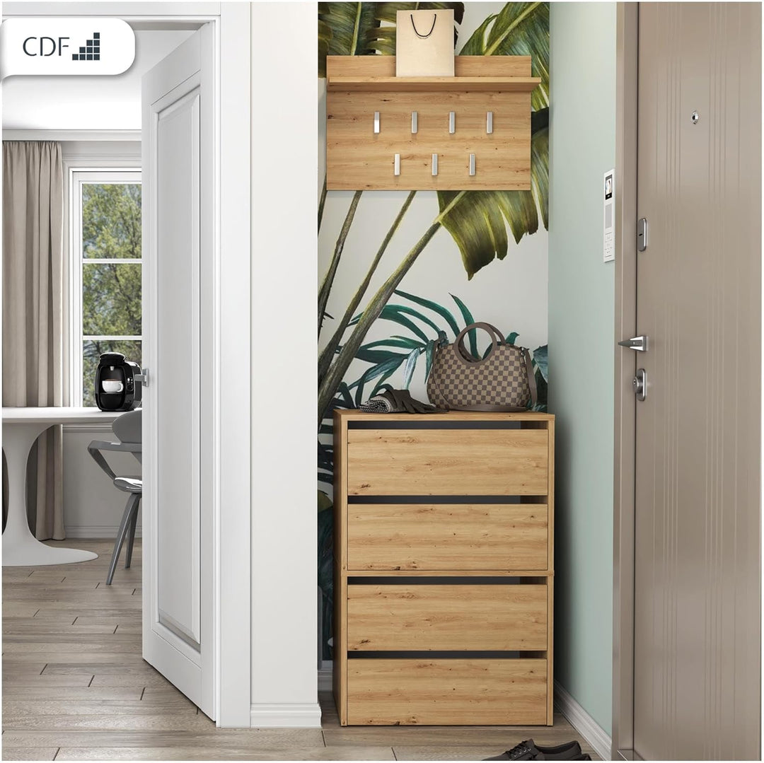 CDF Schuhschrank Modo X2 | Farbe: Eiche Artisan | Ideal für Vorzimmer, Flur, Büro | Schuhaufbewahrun