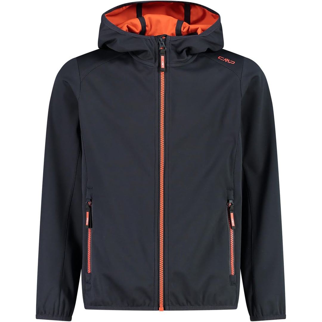 CMP Unisex Kinder Leichte Softshelljacke für Kinder mit Fester Kapuze Jacke Kokon-Mantel, Anthrazit