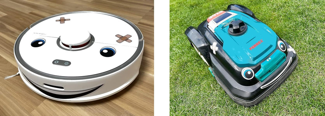 2X Aufkleber Gesicht Augen für Saugroboter Staubroboter Mähroboter Wischroboter Thermomix Staubsauge