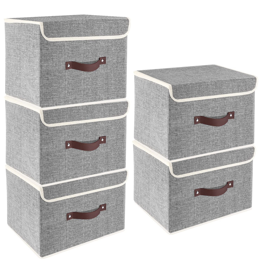 TYEERS Faltbare Aufbewahrungsbox mit Deckel, Stoff, Waschbare, Kisten Aufbewahrung mit Deckel, 38x25