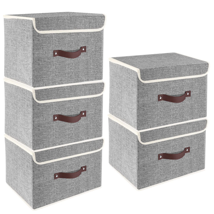TYEERS Faltbare Aufbewahrungsbox mit Deckel, Stoff, Waschbare, Kisten Aufbewahrung mit Deckel, 38x25