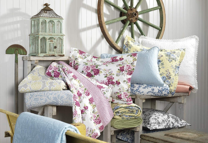 Laura Ashley Home Branch Toile Collection Bettwäsche-Set, Baumwolle, wendbar, mit passenden Kissenbe