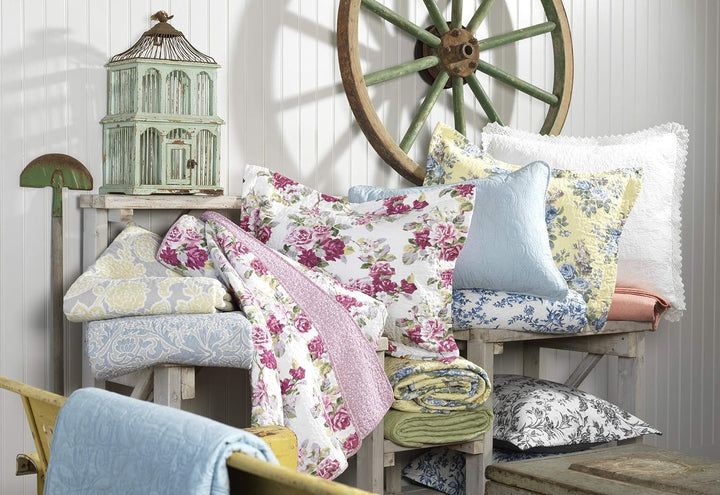 Laura Ashley | Honeysuckle Collection | Quilt Set-Ultra Soft All Season Bedding, Reversible Stylish