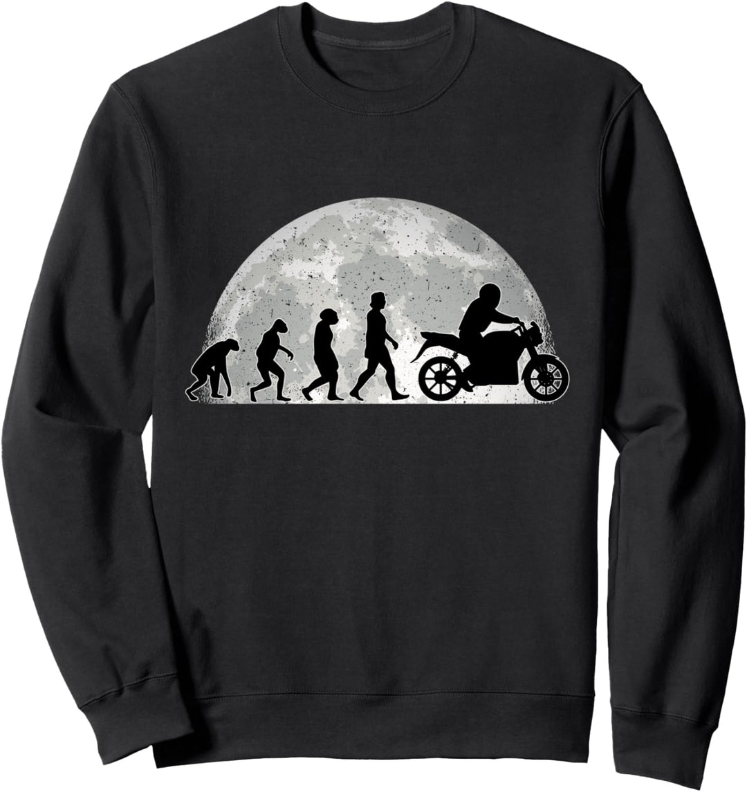 Motorradfahrer Evolution Mond Motorrad Biker Sweatshirt