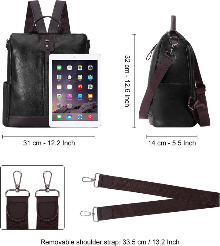 HUA ANGEL Elegant Anti Diebstahl Rucksack Damen Klein Cityrucksack Wasserdicht Leder Handtaschen Ruc