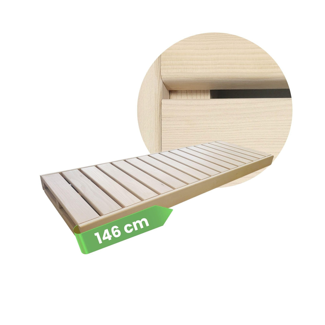 Suleno® Sauna Zubehör – Saunaliege Holz aus Hemlock, kürzbar, astarm – Saunabank LARVIK in 3 Grössen