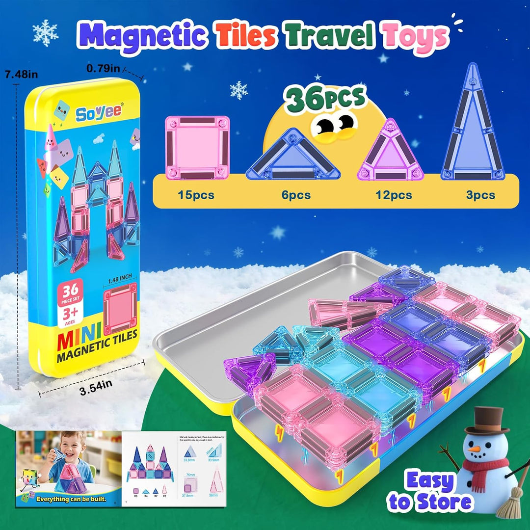 Magnetische Bausteine Magnetbausteine Reisespielzeug mit Metallbox Magnetspielzeuge Magnetsteine S