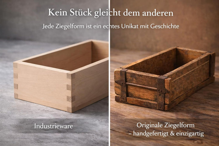 MC-Trend 2 Stück Ziegelsteinform aus Holz – rustikale Holzkiste zum Bepflanzen – Altholz Blumenkaste