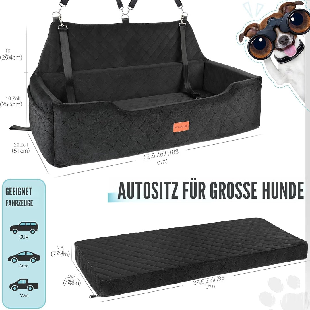 Hunde Autositz für Grosse Hunde unter 100 lbs, Waschbares Hundesitz Auto für 2 Mittlere, Abnehmbar A