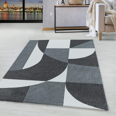 HomebyHome Teppich Wohnzimmer 80x150 cm Läufer Flur Grau Abstrakt Geometrisch Design - Schlafzimmer