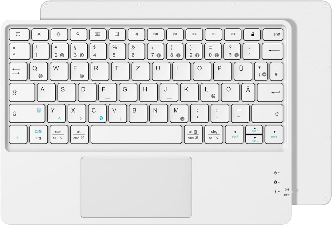 Fintie Kabellose Bluetooth Tastatur mit Touchpad, Tablet Tastatur Deutsch Layout für iPad, Samsung,