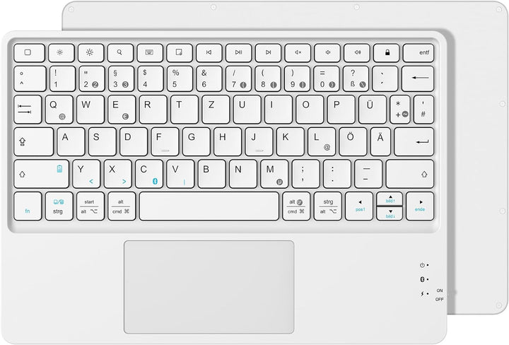 Fintie Kabellose Bluetooth Tastatur mit Touchpad, Tablet Tastatur Deutsch Layout für iPad, Samsung,
