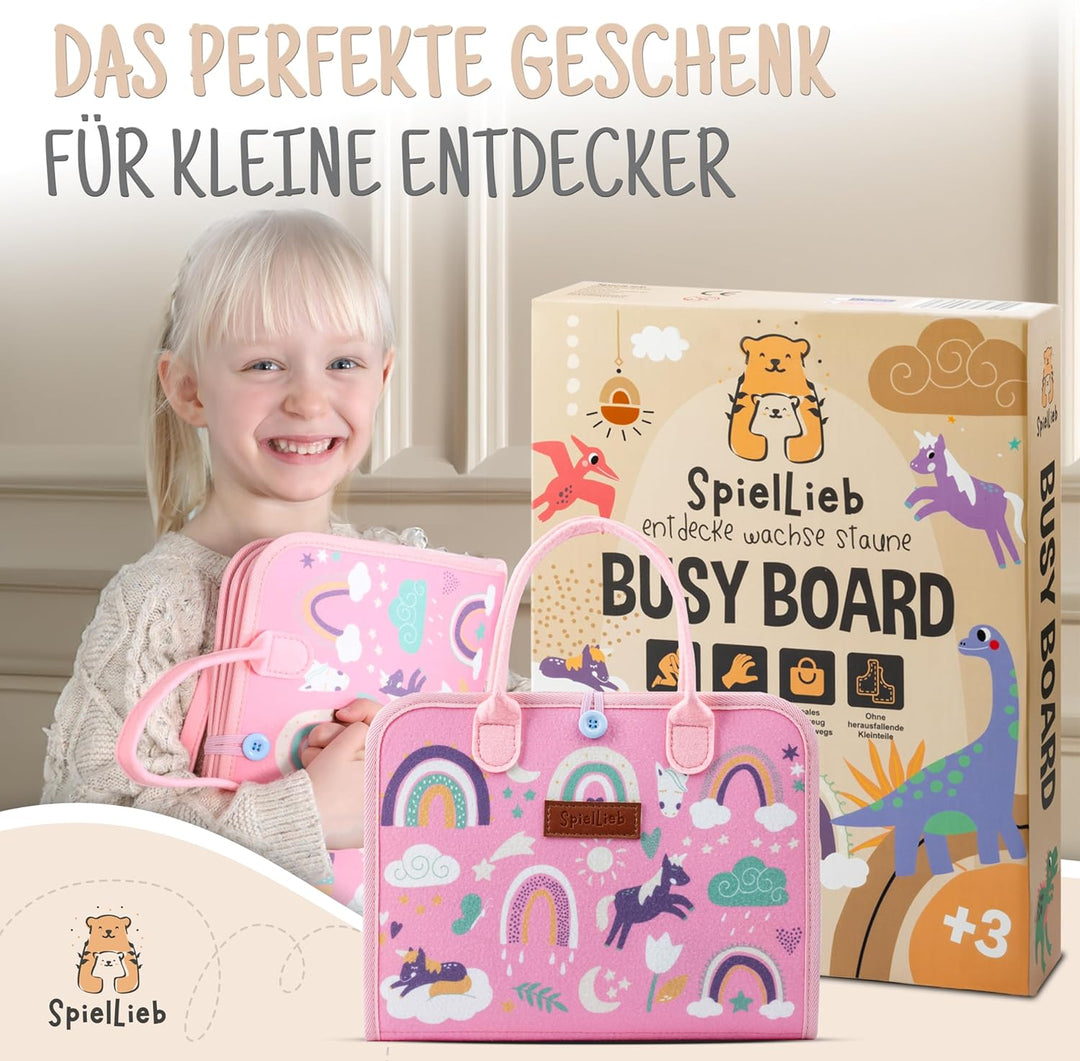 SpielLieb® Montessori Busy Board Deutsch ab 3 Jahre - interaktives Activity Board Spielzeug für Klei