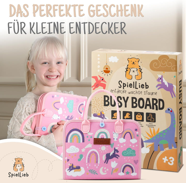 SpielLieb® Montessori Busy Board Deutsch ab 3 Jahre - interaktives Activity Board Spielzeug für Klei