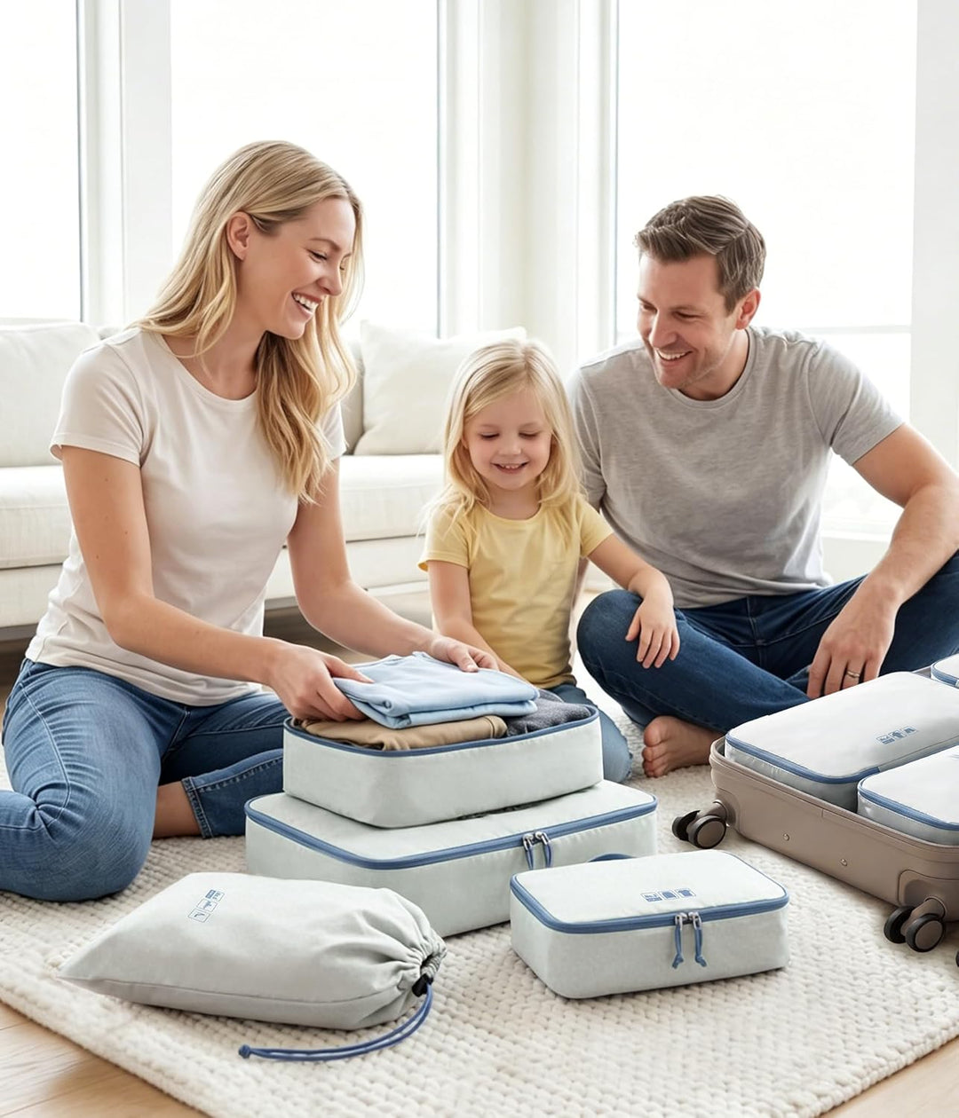 ECOHUB Packwürfel 6er Set Koffer Organizer, Reissfest & Wasserabweisend, Durchdachtes Ordnungssystem