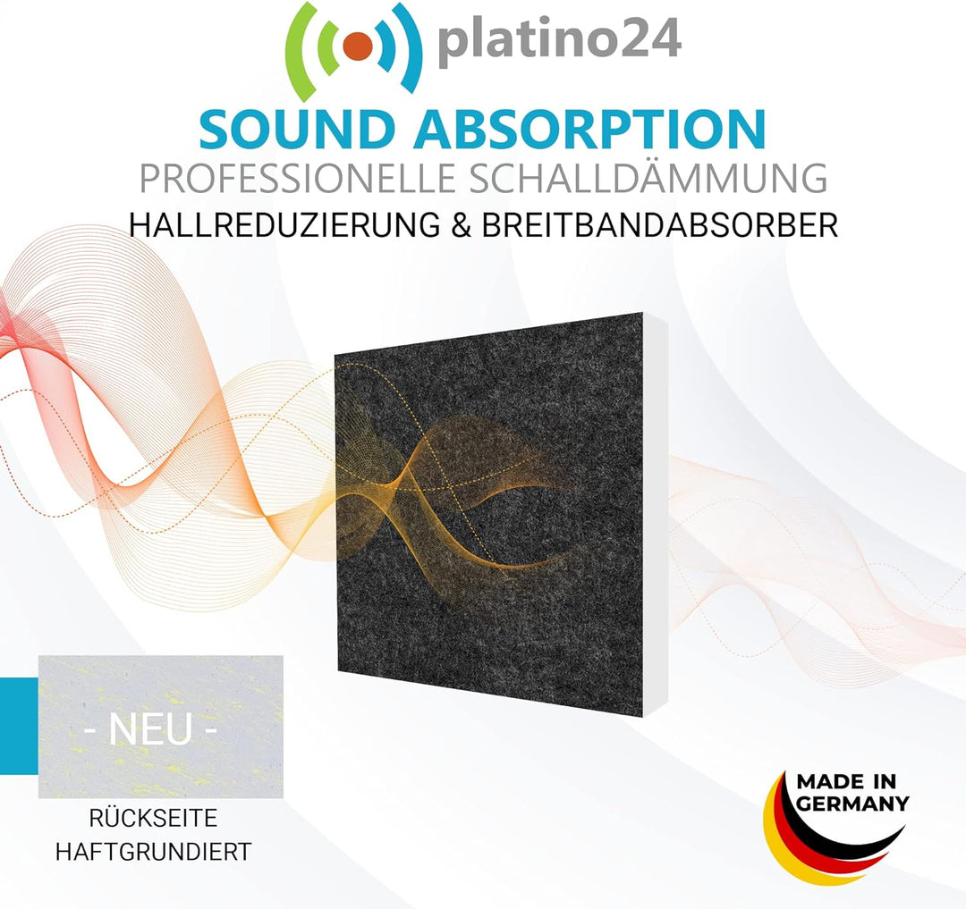 platino24 Schallabsorber 3D Set Colore aus Basotect G+ mit Akustikfilz, 6 Absorberelemente Quadrat 2