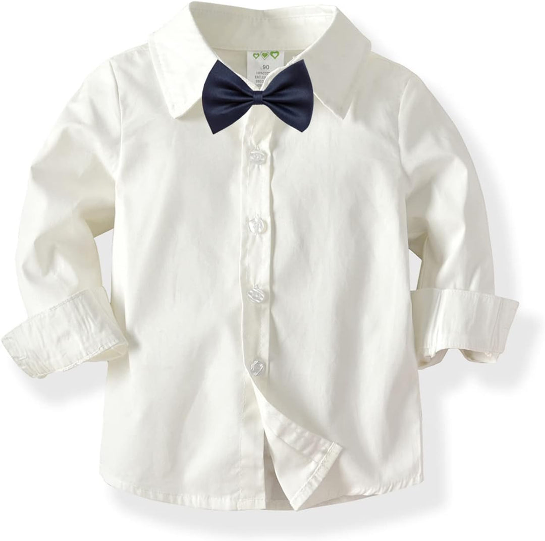 Volunboy Baby Jungen Anzug Set Bekleidung Hemd mit Fliege + Hosenträger Hosen Strampler Anzug 18-24