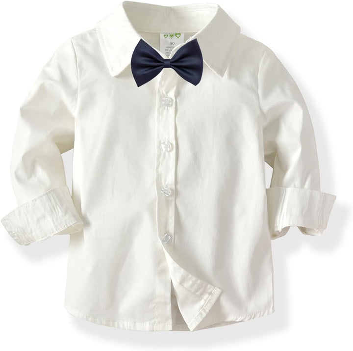 Volunboy Baby Jungen Anzug Set Bekleidung Hemd mit Fliege + Hosenträger Hosen Strampler Anzug 18-24