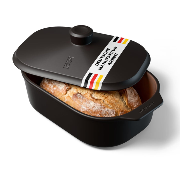 myromy® Bräter, Schmortopf &amp; Brotbackform aus Keramik Natur-Ton: Bratentopf, Dampfgarer &amp; Backform,