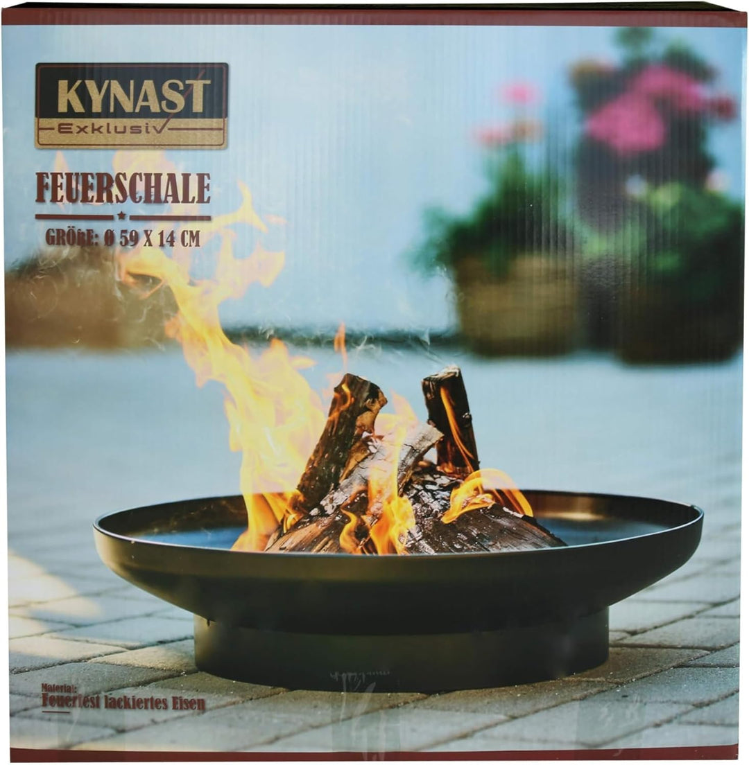 Feuerschale Ø 59 x 14 cm auf Sockel feuerfest lackiertes Eisen schwarz