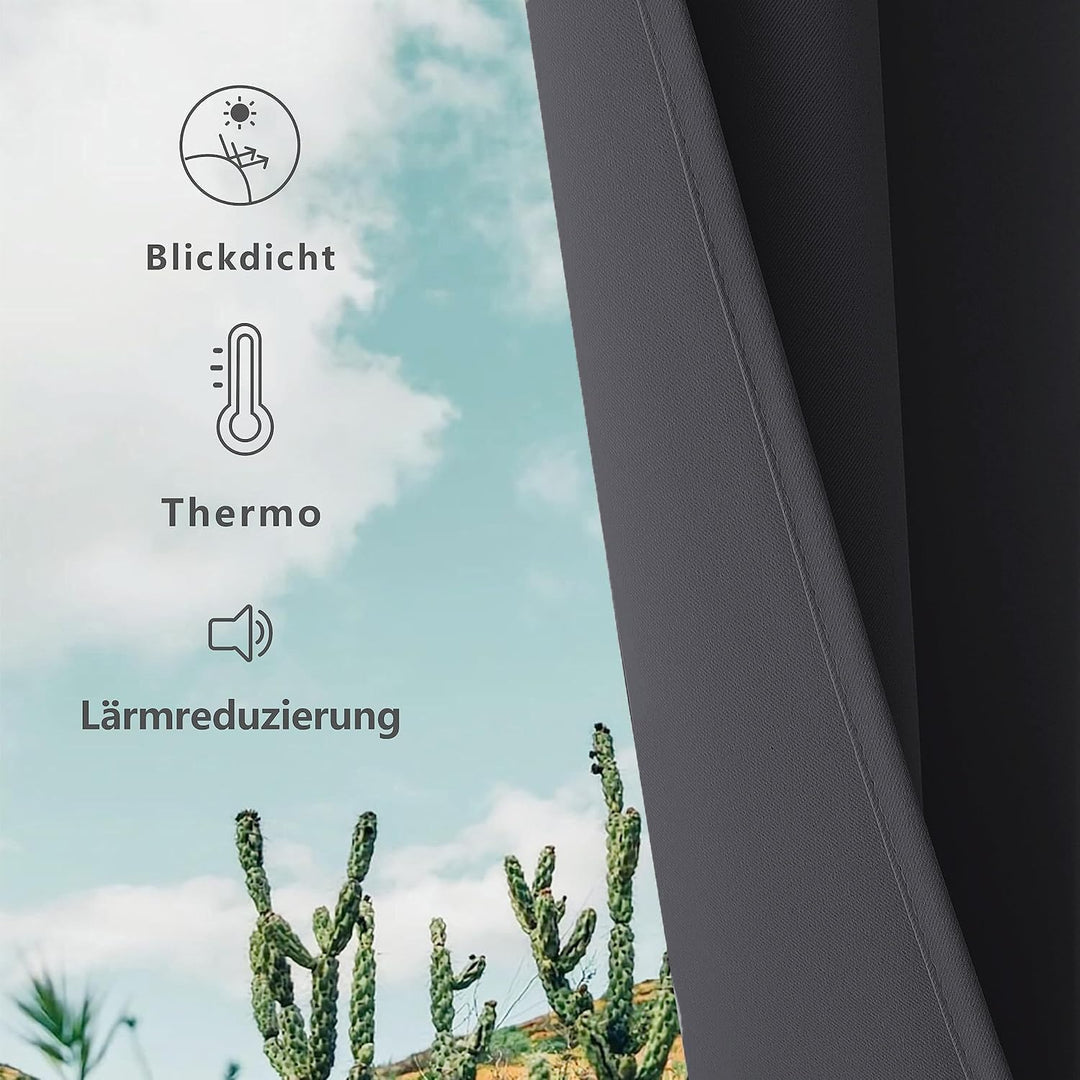 CUCRAF Ösen Kurze Vorhänge Fensterbehandlung Verdunkelungsvorhänge Raumdekoration - H137 x B117cm He