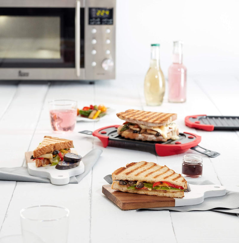 Lékué Microwave Grill, Mikrowellen-Grill, Stahl, rot und schwarz, 25,2 x 14,8 cm Standard