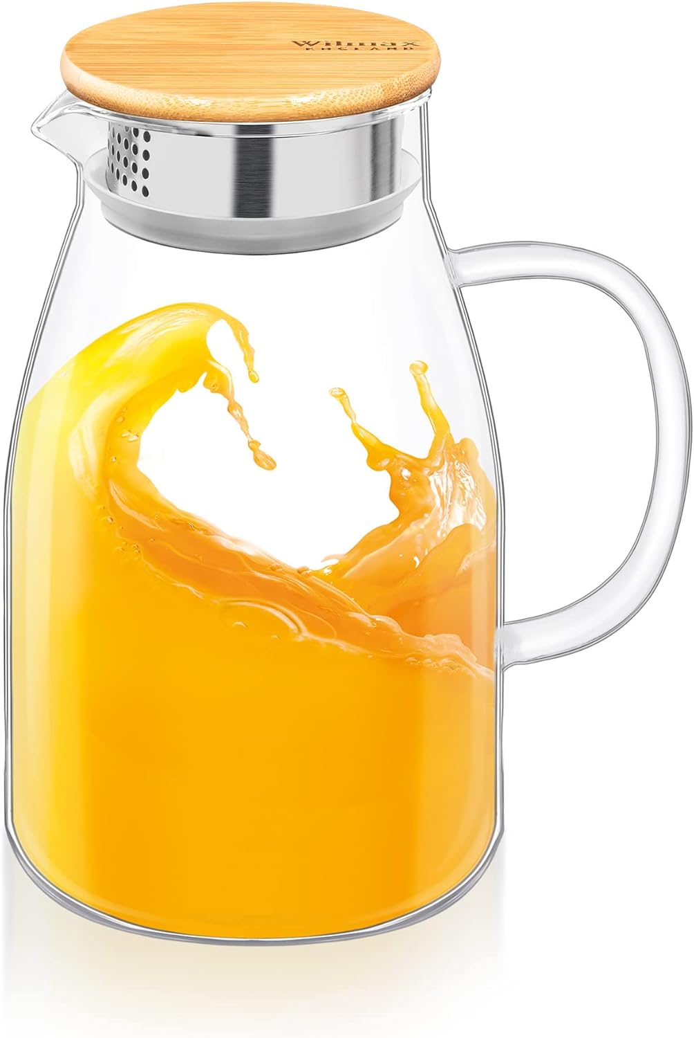 Wilmax Glaskrug 1,9L mit 6 Wassergläser 310ml im Set | Getränkeset | Wasserkrug für Saft, Wasser, Ei