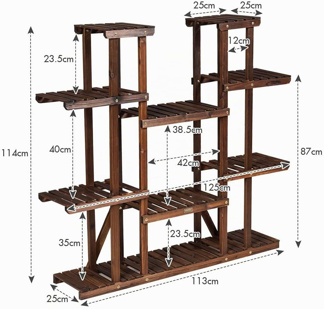 GIANTEX Pflanzenregal Blumenregal Holz, Blumenständer 6 Ebenen, Pflanzenregal Gartenregal mehrstöcki
