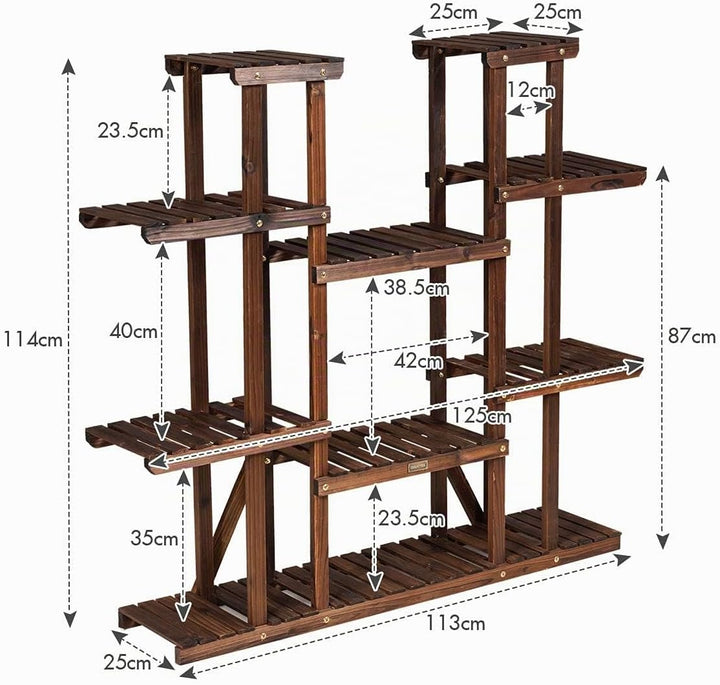 GIANTEX Pflanzenregal Blumenregal Holz, Blumenständer 6 Ebenen, Pflanzenregal Gartenregal mehrstöcki