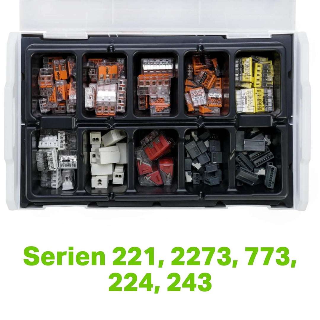 WAGO® Original-Set, L-Boxx Mini, Verbindungsklemmen mit Hebel, Dosenklemmen, 887-950 (146 Teile) 887