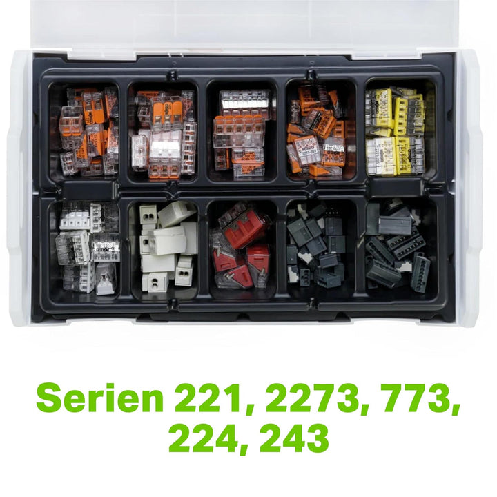 WAGO® Original-Set, L-Boxx Mini, Verbindungsklemmen mit Hebel, Dosenklemmen, 887-950 (146 Teile) 887