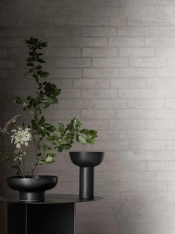 blomus Vase MIYABI | Blumenvase aus Steingut Schwarz | Dekovase Farbe Black | Grösse L | Ø17 x 21H c