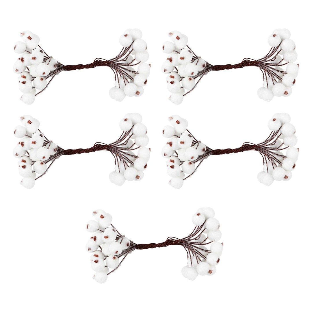 EXCEART 5Pcs weisse Stechpalme Beeren Frostfrüchte Weihnachten künstliche Beeren künstliche Frostbee