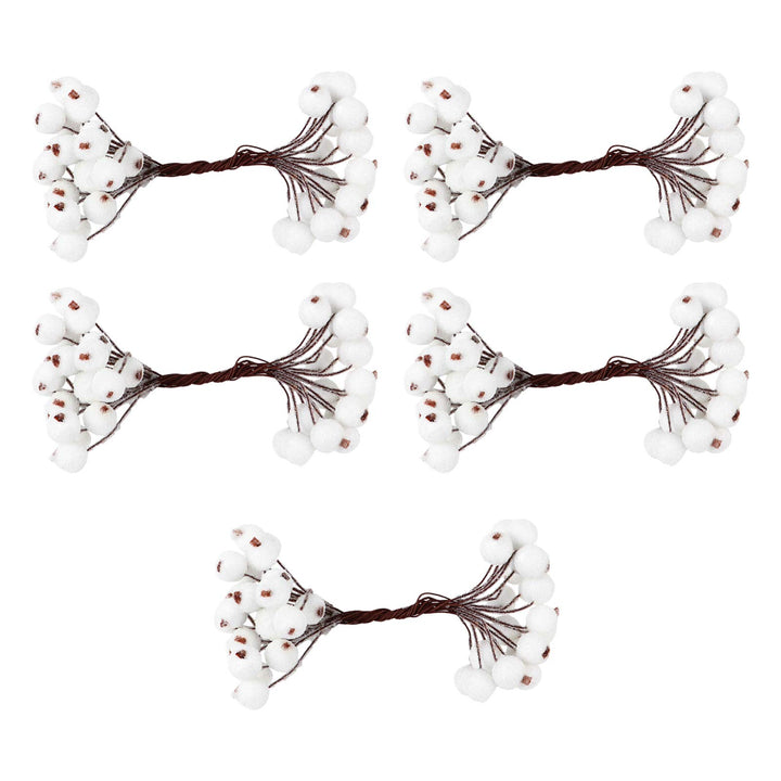 EXCEART 5Pcs weisse Stechpalme Beeren Frostfrüchte Weihnachten künstliche Beeren künstliche Frostbee