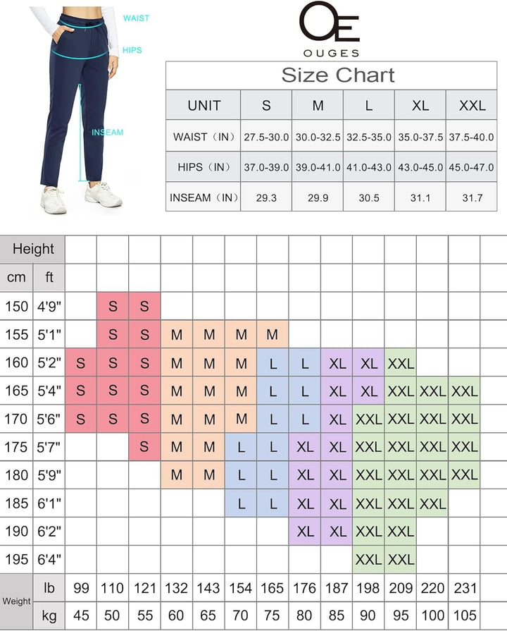 OUGES Jogginghose Damen Sporthose Lang Hose Baumwolle Freizeithose Trainingshose mit Taschen für Fra