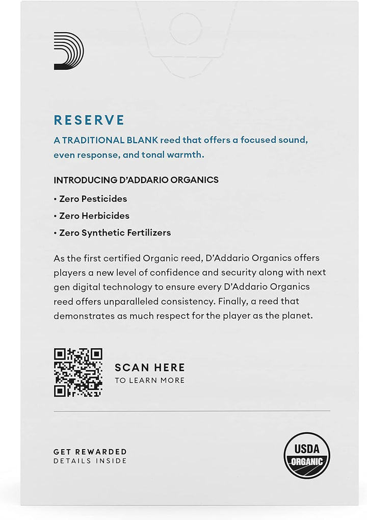 D'Addario Organisch Reserve Eb Klarinettenblätter - Rohrblätter für Klarinette - Das erste und einzi