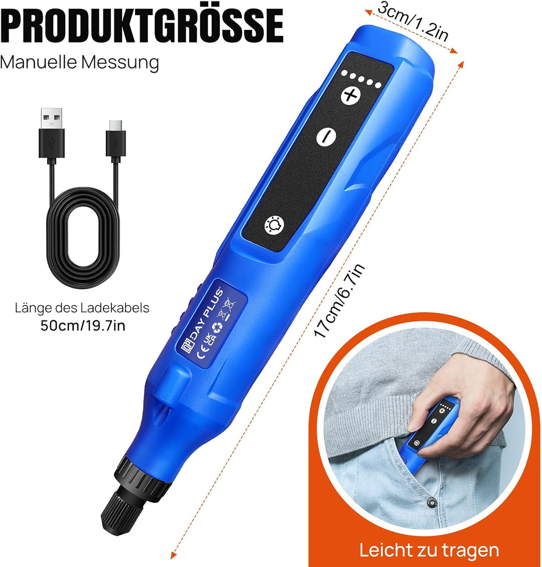 Mini-Akku-Rotationswerkzeug, 5 Geschwindigkeiten und USB-Aufladung mit Aufbewahrungstasche, vielseit